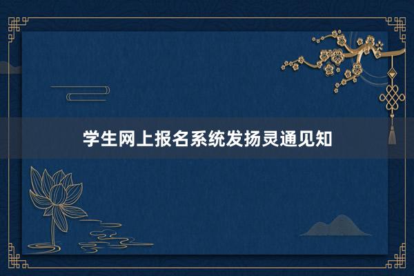 学生网上报名系统发扬灵通见知